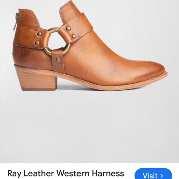 FRYE RAY Leather Back Zip Harness Ankle Boots Distressed Brown 9.5 like new - Picture 9 of 12